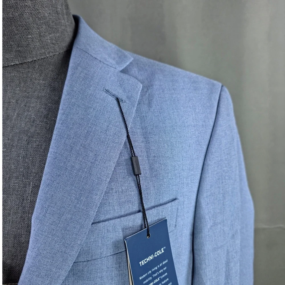 Kenneth‎ Cole reaction 2 Piece Suit Mens 36S Pants 29W Light Blue Quiet Luxury